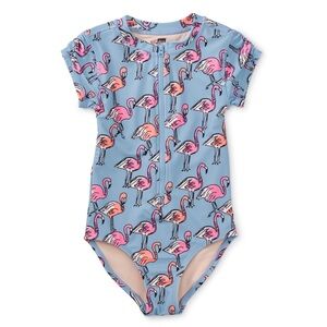 Tea Collection Long Rash Guard One-Piece Fabulous Flamingos Swimsuit